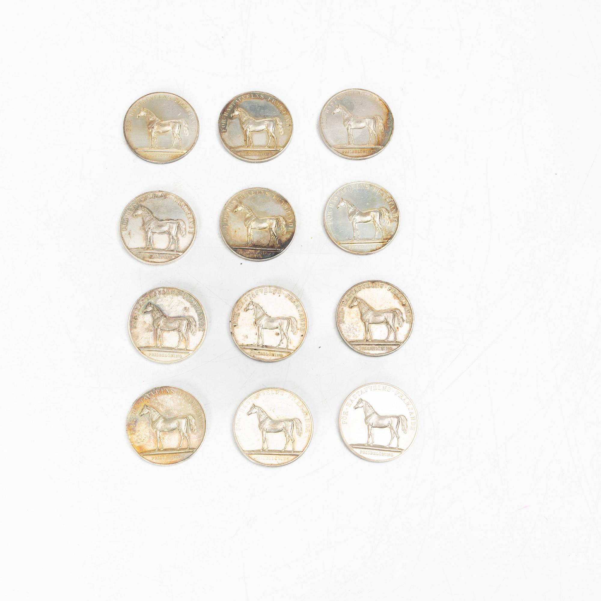 Medals, 12 pcs, silver, Sweden 1919-1930.