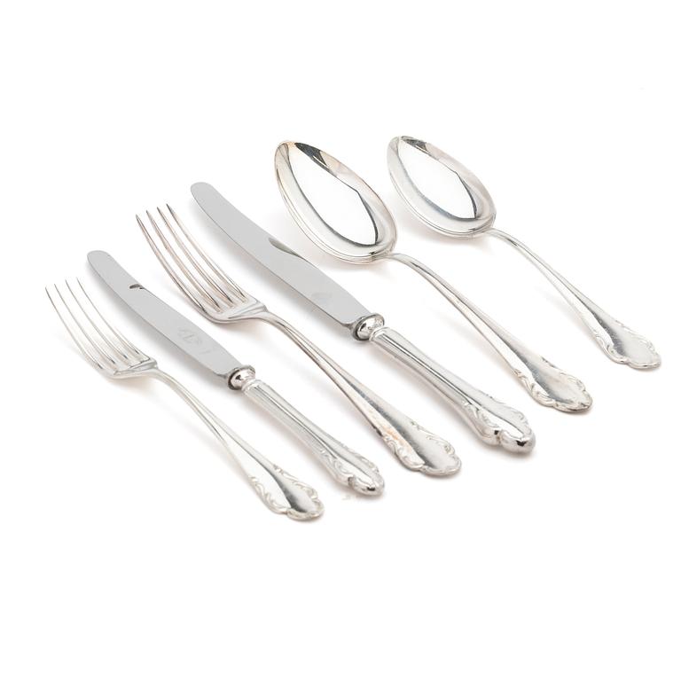 Cutlery, 72 pieces, silver, Haga, JLH, Stockholm, 1951–1956.
