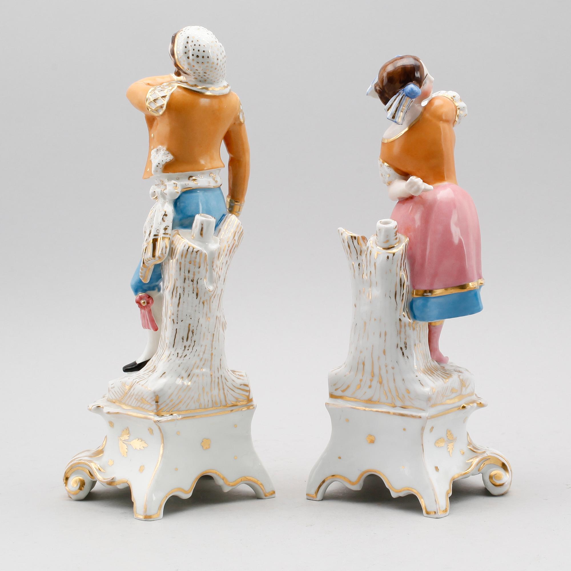FIGURER, 1 par, porslin, 1800-talets andra hälft.