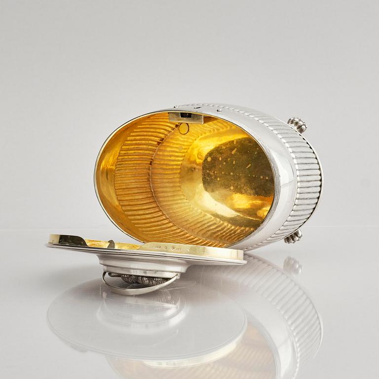 A Swedish early 19th century silver sugar casket, mark of Gustaf Folcker, Stockholm 1818.