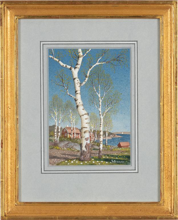 Oskar Bergman, Spring Landscape with Birches.