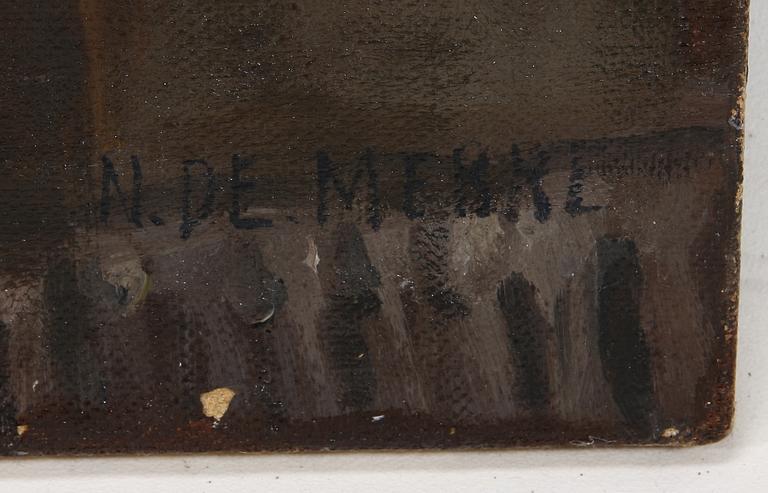 OKÄND KONSTNÄR, olja på duk, Belgien, sign N. de Merke, 1900-talets första hälft.