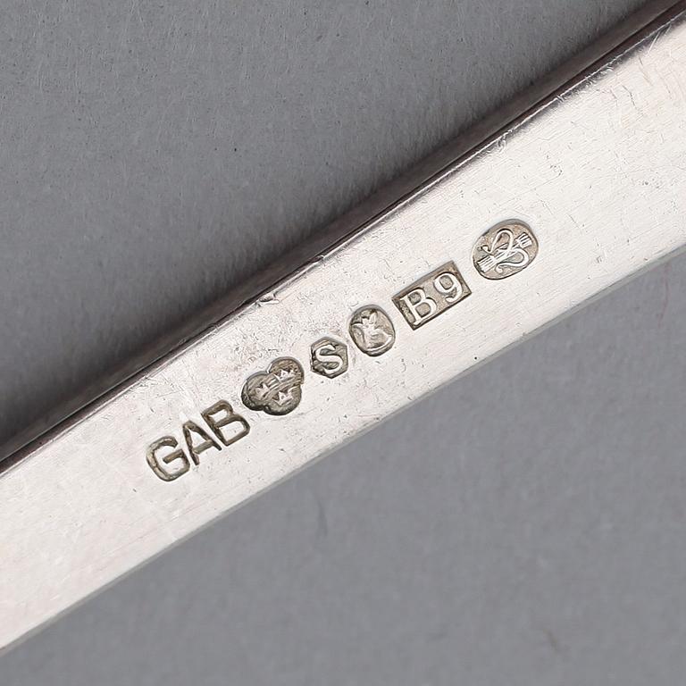 BORDSSKEDAR, 12 st, silver, "Rosenholm", GAB, bla 1972. Total vikt 489 g.