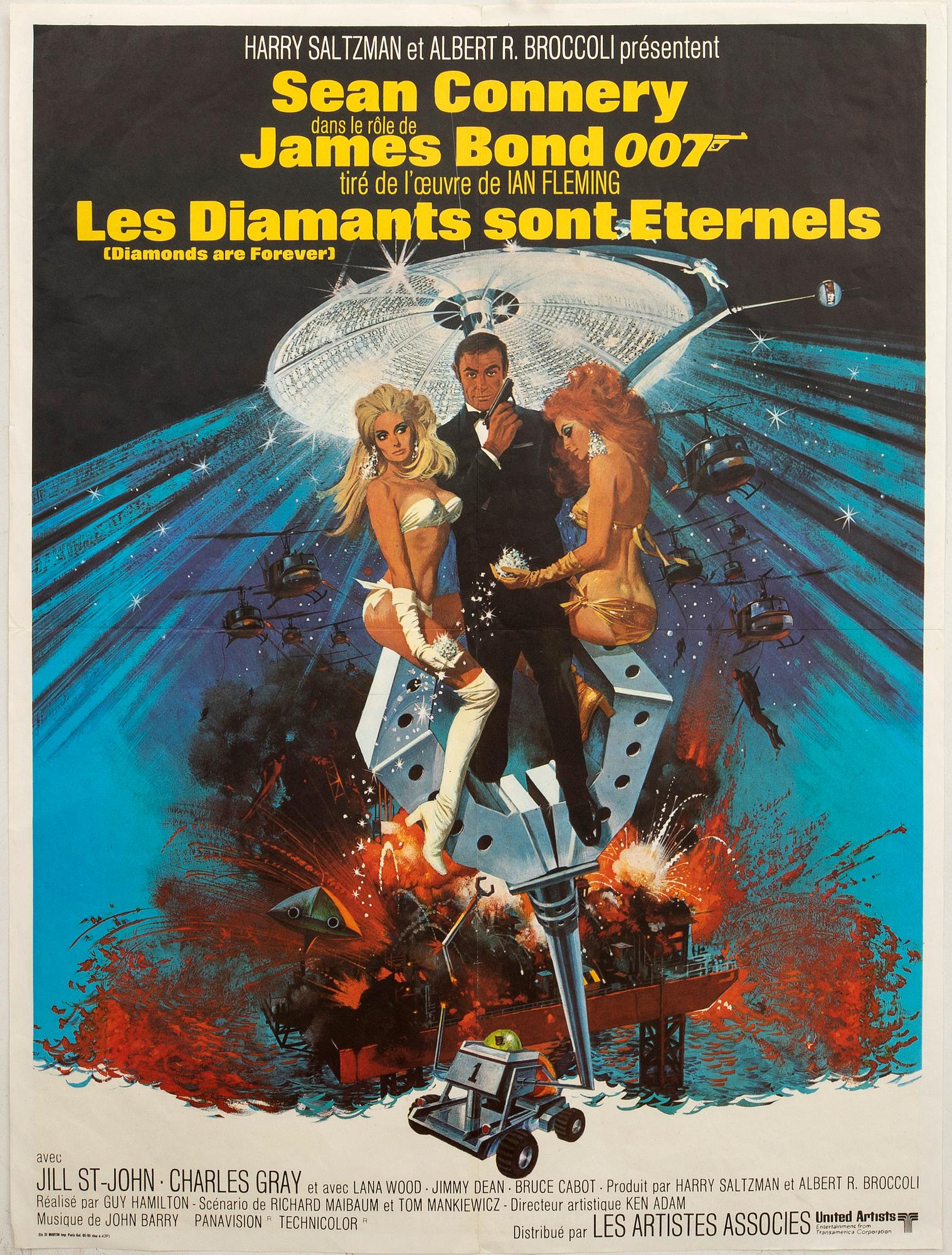 Filmaffisch James Bond "Les diamants sont eternels (Diamonds are for ever)".