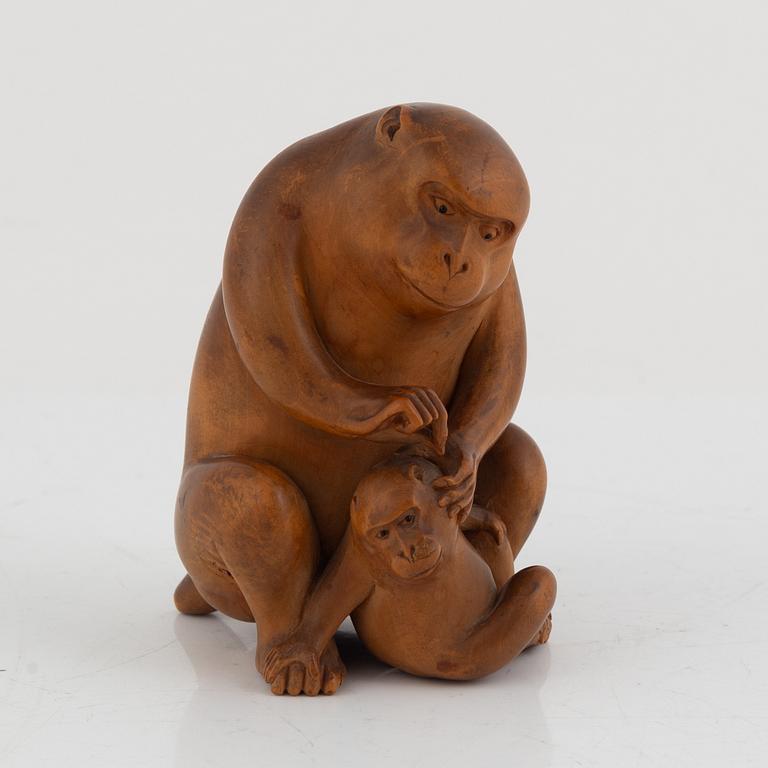 A Japanese boxwood okimono, Japan, Meiji (1868-1912).