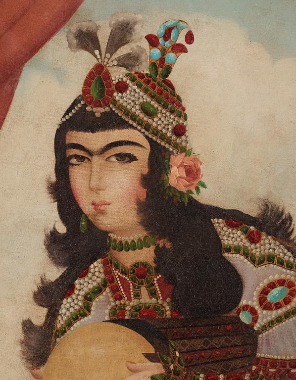 Persian school, "The Lady with the Tunbak" late Qajar dynasty - first half of the 20th century.