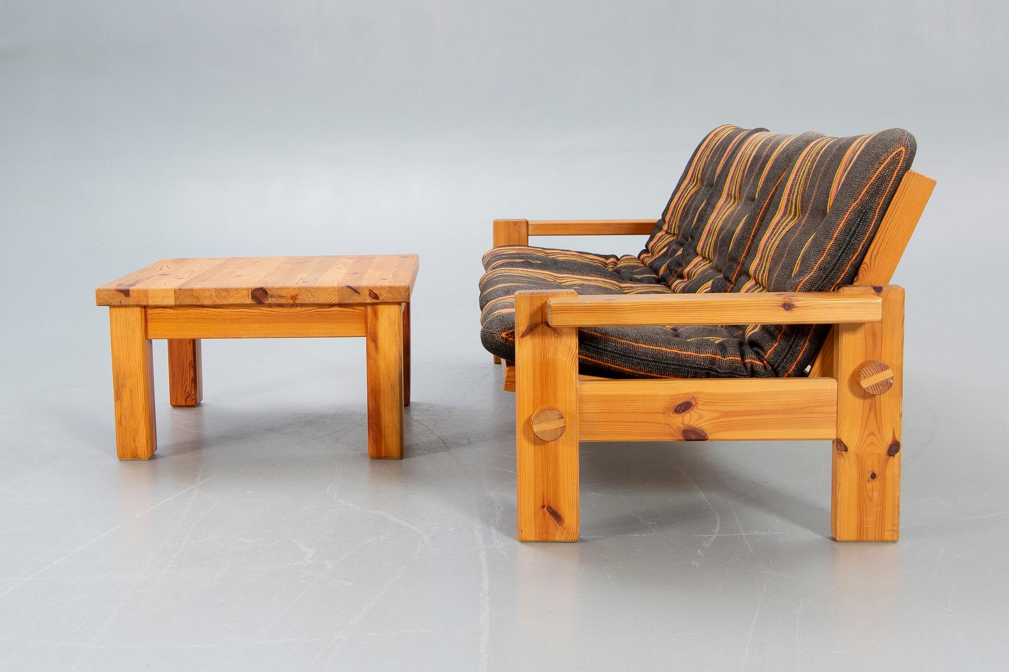 Sven Larsson, sofa table, fur, 1970s.