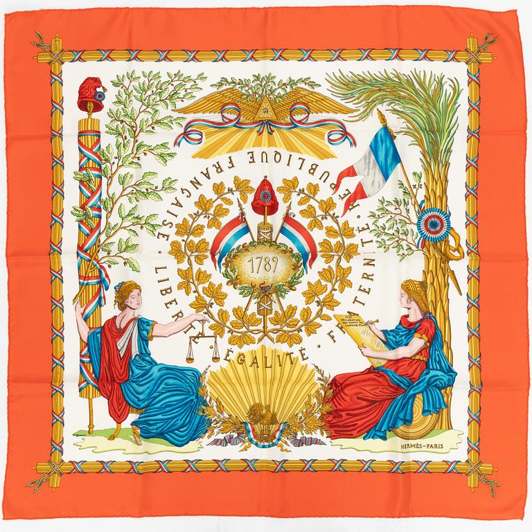 Hermès, scarf, "1789 Liberté Égalité Fraternité".