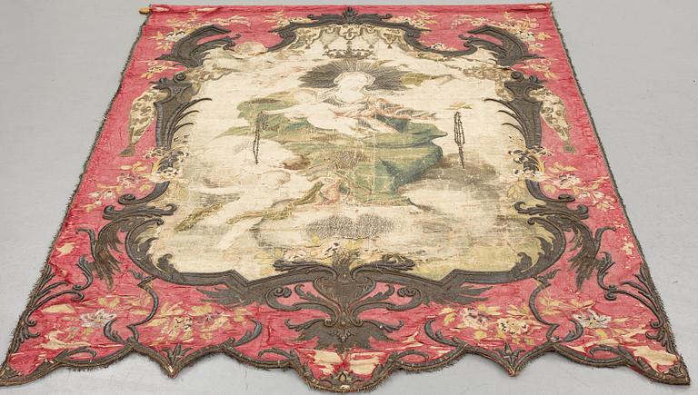 A European 18th century procession banner, ca 203 x 137 cm.