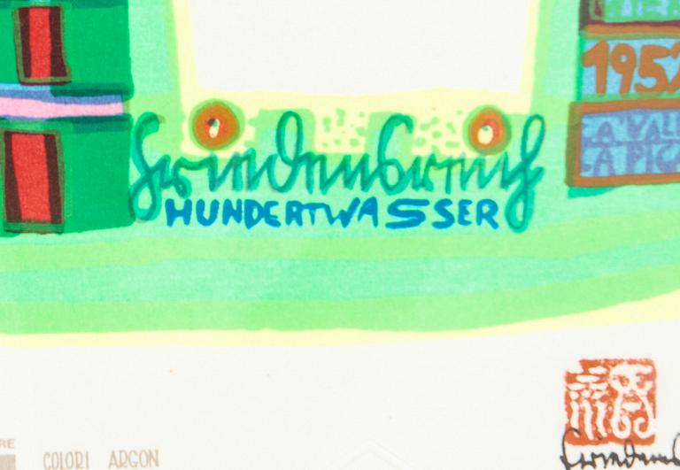 Friedensreich Hundertwasser, färgserigrafi, 1969, signerad i trycket 668/10000.