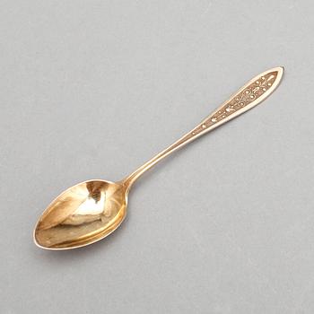 BESTICK, 3 delar, "Engelsk Snäck", och KAFFESKEDAR, 12 st, silver. Vikt 146 + 124 g.