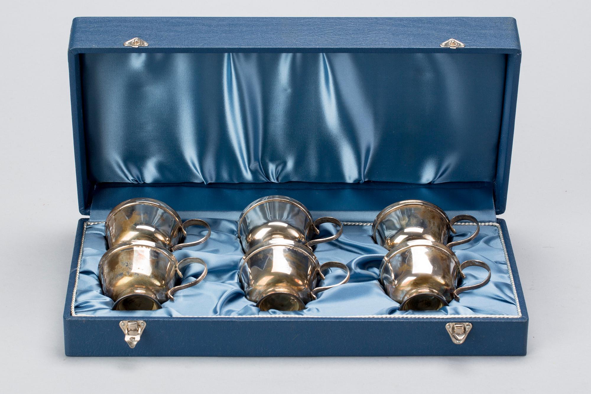 PUNCHMUGGAR, 6 stycken, ABG Stockholm 1979, bolidensilver, vikt 240 g.