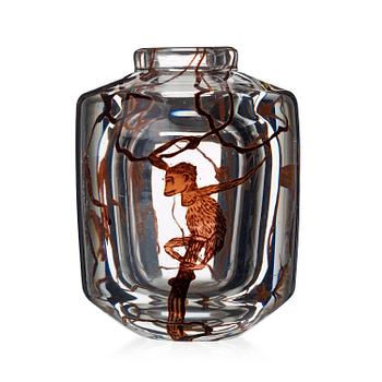 163. An Edward Hald 'graal' glass vase, Orrefors, Sweden 1939.