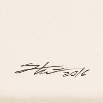 SHAI DAHAN, "Graff Equestrian", mixed media on canvas, signed and dated on verso, 2016.