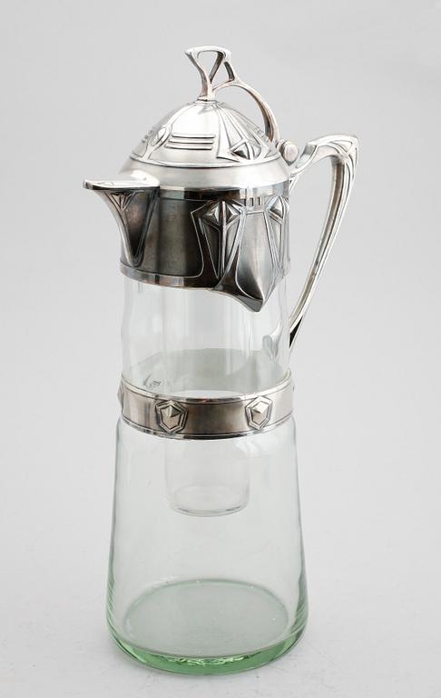 TILLBRINGARE, glas och metall, WMF, jugend, sekelskiftet 1900.