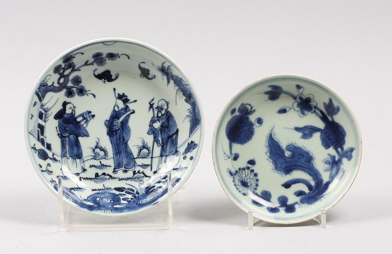 FAT, 2 st, porslin, bla Ming, Kina 1600-1700-tal.