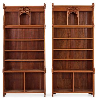 491. A set of two Swedish Art Noveau mahogany book cases.