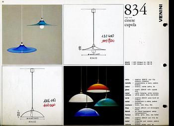 Venini, två "Cinese", taklampor, modell nr. 834, Studio Venini Italien, 1960-tal.