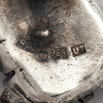 Reino Saastamoinen, örhängen, sterling silver och ametister, 1973.