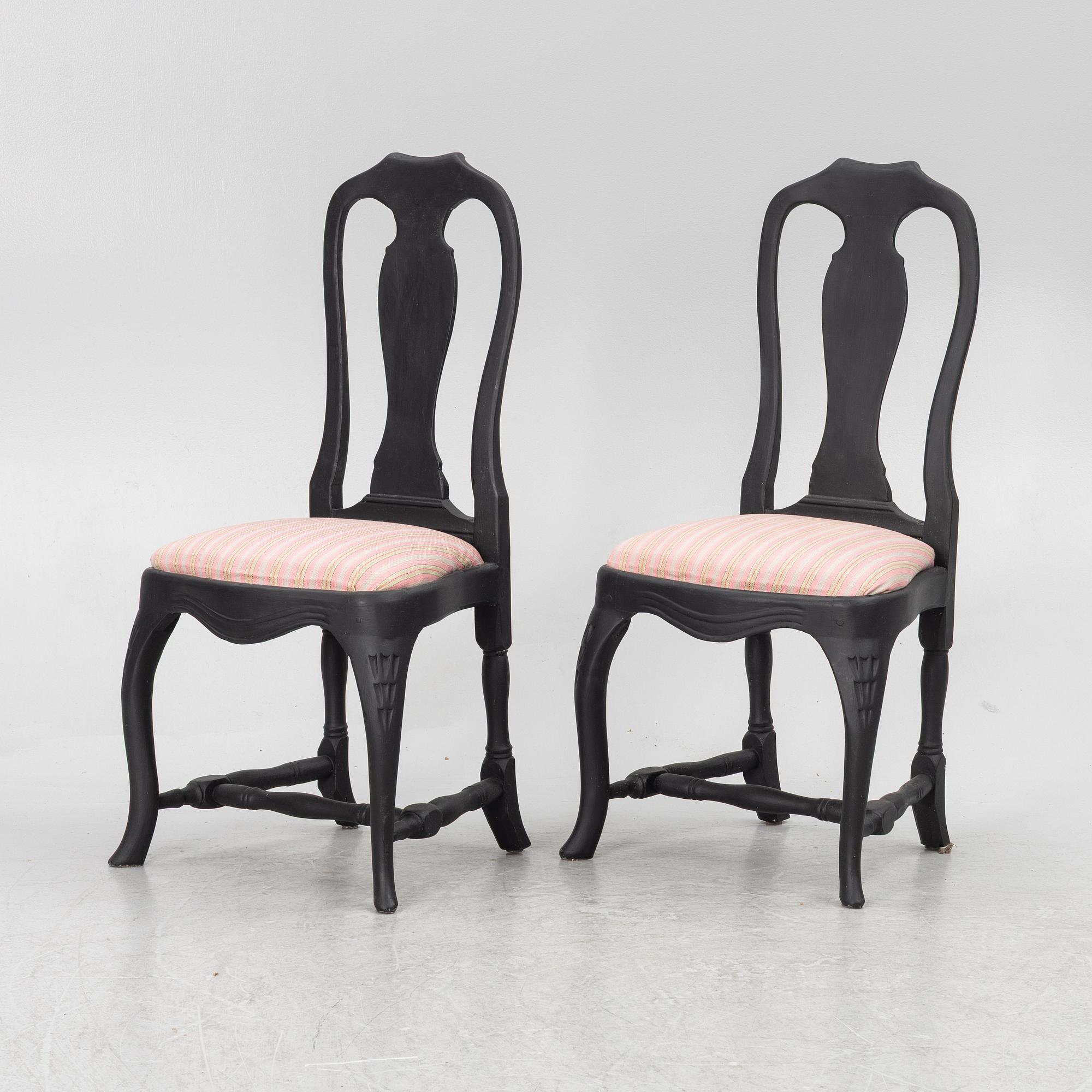 A pair of rococo chairs, mid 18th century.