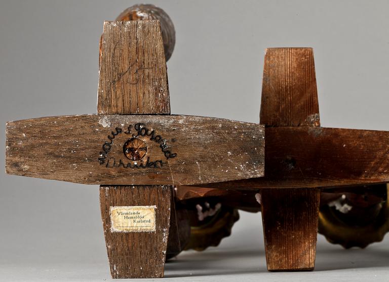 LJUSSTAKAR, 3 st, trä. Taserud, tidigt 1900-tal.