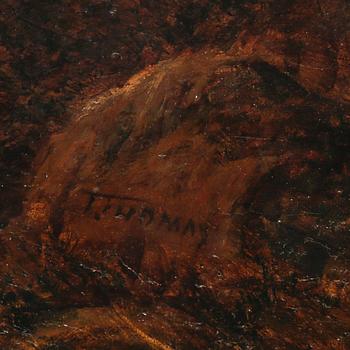 OKÄND KONSTNÄR, olja på duk, otydligt signerad T. Thomas?, England, 1800-tal.