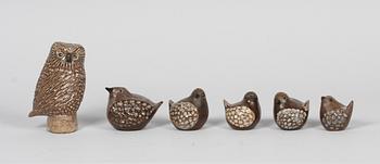 FIGURINER, 6 st, keramik, Bengt Wall, Trosa. 1960-tal. Sign B. Wall.