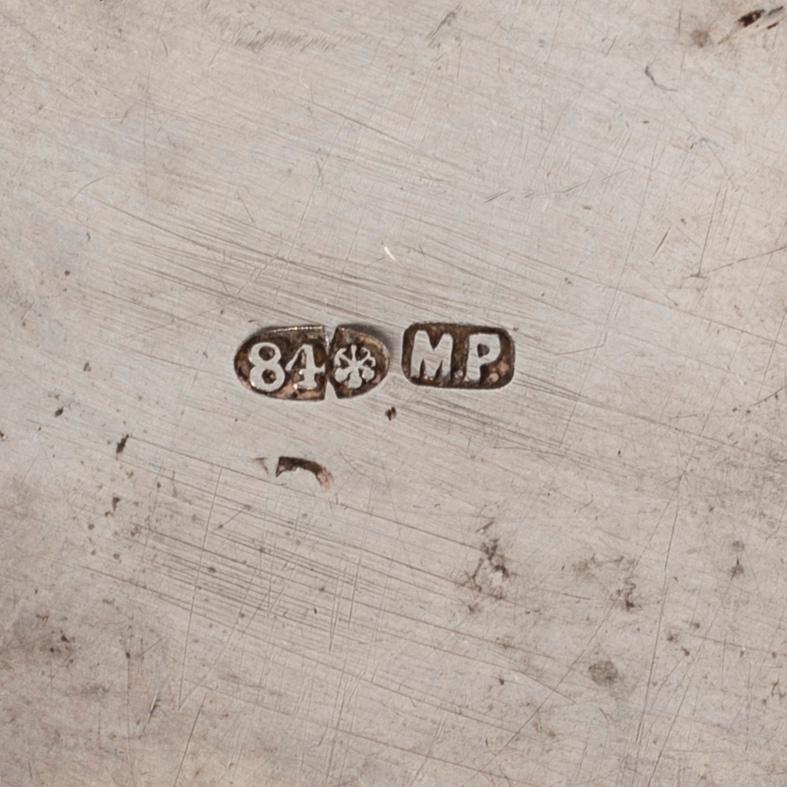 VODKAKOPP, silver, Ryssland, S:t Petersburg ca 1870-80, troligen Michael Peippo, vikt 23 g.