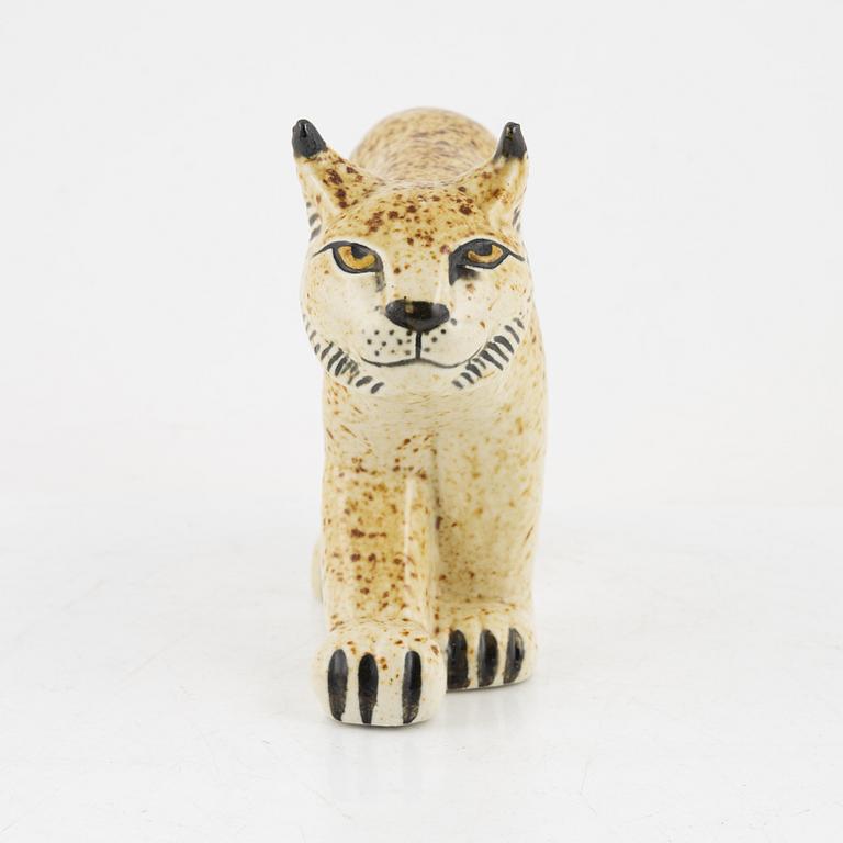 Lisa Larson, figurin, stengods, "Lodjur", för NK, Nordiska Kompaniet i samarbete med WWF, Gustavsberg.