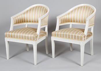 BALJFÅTÖLJER, 1 par, gustaviansk stil, 1900-talets mitt.