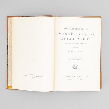 Nine volumes of Gustaf Elgenstiernas 'Den introducerade svenska adelns ättartavlor', Stockholm, 1925-36.