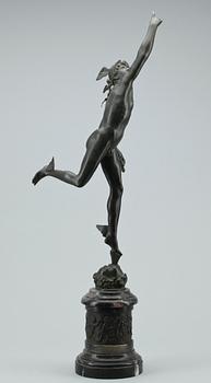 SKULPTUR, "Hermes", patinerad brons, efter Giambologna, sekelskiftet 1800/1900.