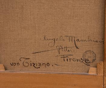 ANGELO MAMBRIANI, efter Tizian, olja på duk, signerad a tergo, Firenze, 1900-talets första hälft.