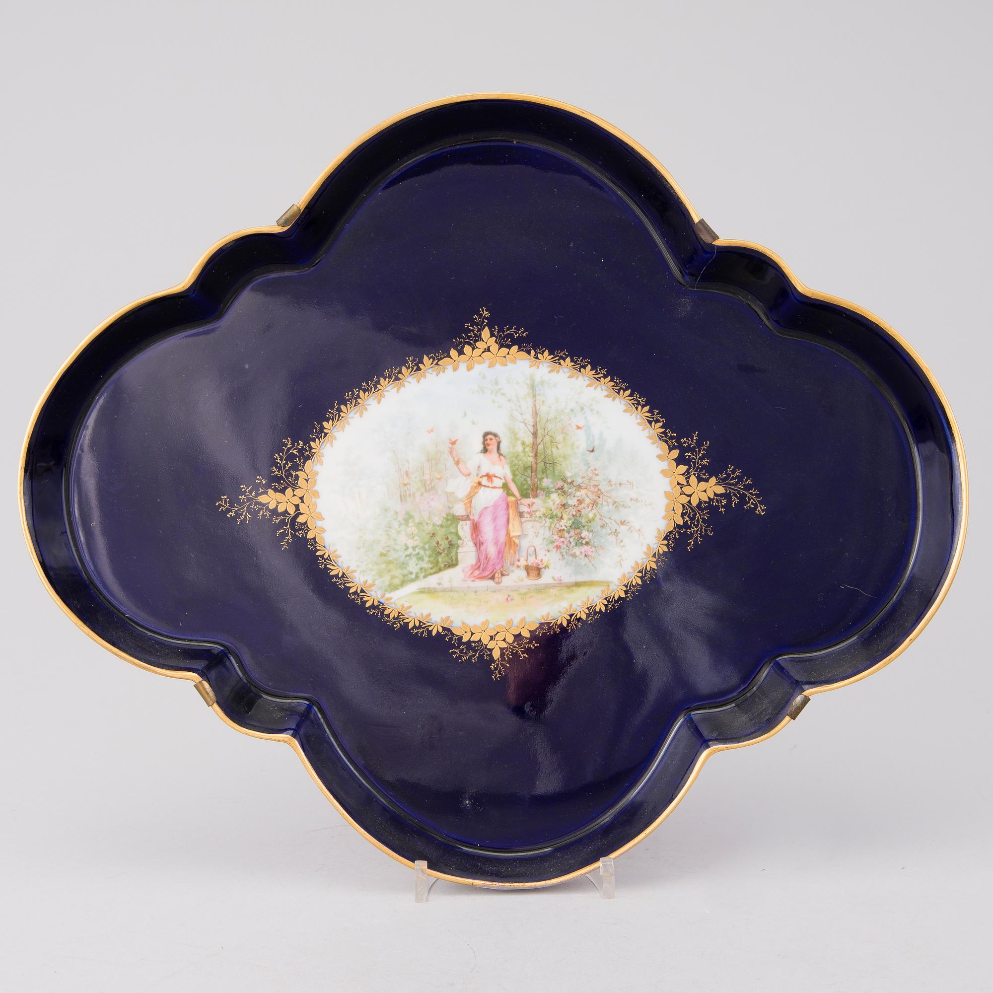 KAFFESERVIS 6 DELAR, porslin, "tête-à-tête", Kuznetsov Dulevo fabriken 1891-1917.