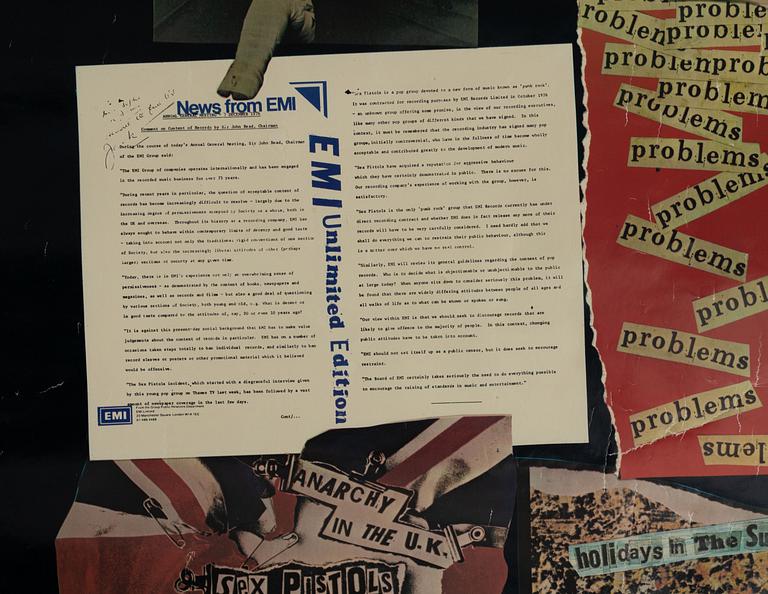 John Varnom & Jamie Reid, poster, "Never Mind The Bollocks Here’s The Sex Pistols", Virgin Records Ltd, 1977.