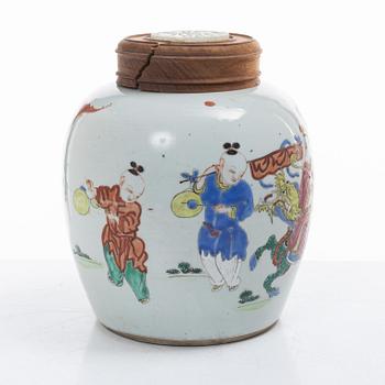 Bojan med trälock med nefrit, Kina sen Qingdynasti.