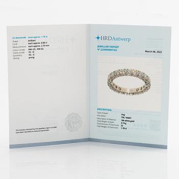 Ring helallians med briljantslipade diamanter, med HRD report.