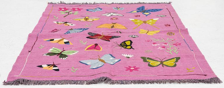 Rug, hand-embroidered Kelim, ca. 185 x 125 cm.