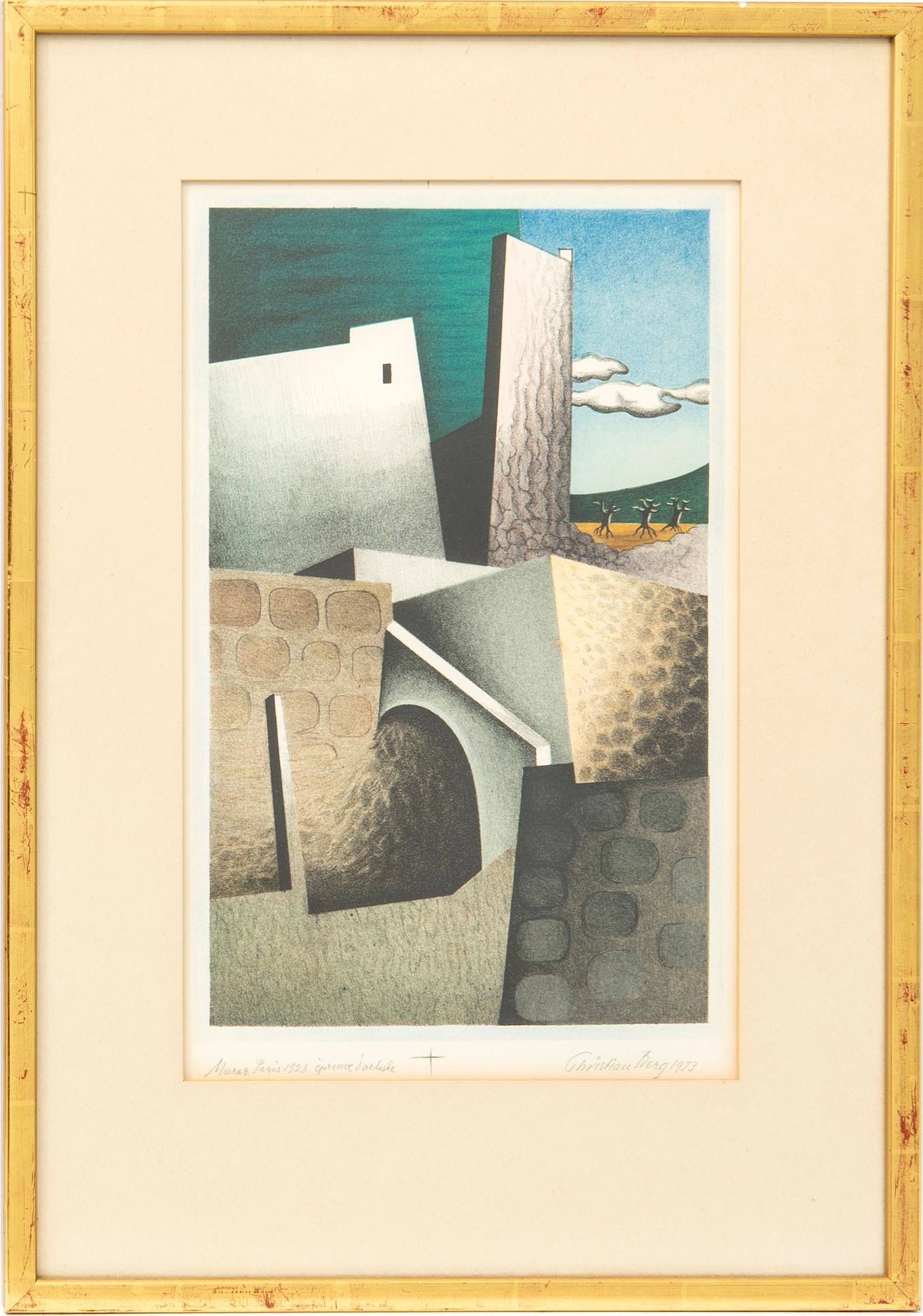 Christian Berg, litografi signerad numrerad och daterad épreuve d'artiste 1973.