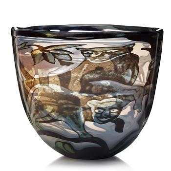 33. Eva Englund, a "Panther" graal glass vase, Orrefors, Sweden 1984.