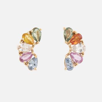 Multi coloured sapphire earrings.