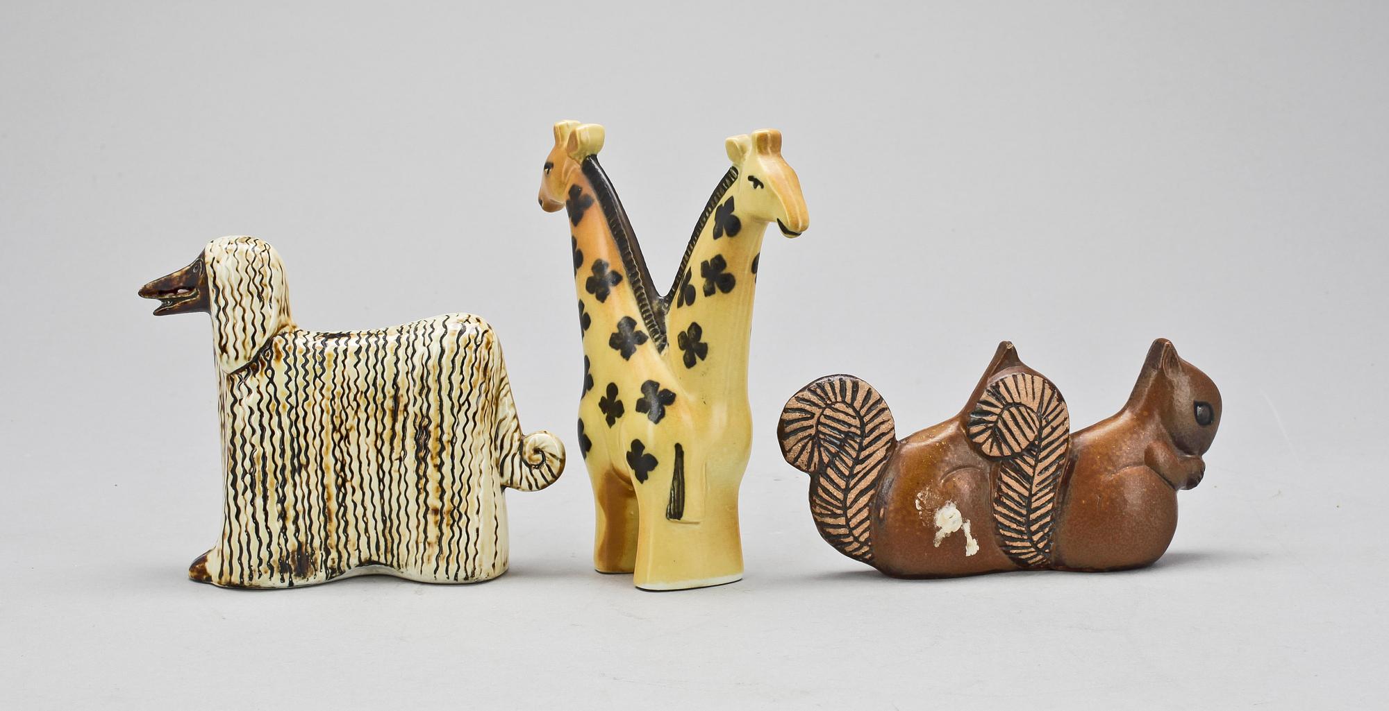 FIGURINER, 3 st, stengods, Lisa Larson, Gustavsberg.