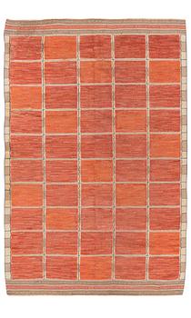 443. Märta Måås-Fjetterström, a carpet, "Rutig röd halvflossa", knotted pile in relief, c 307 x 204 cm, signed MMF.