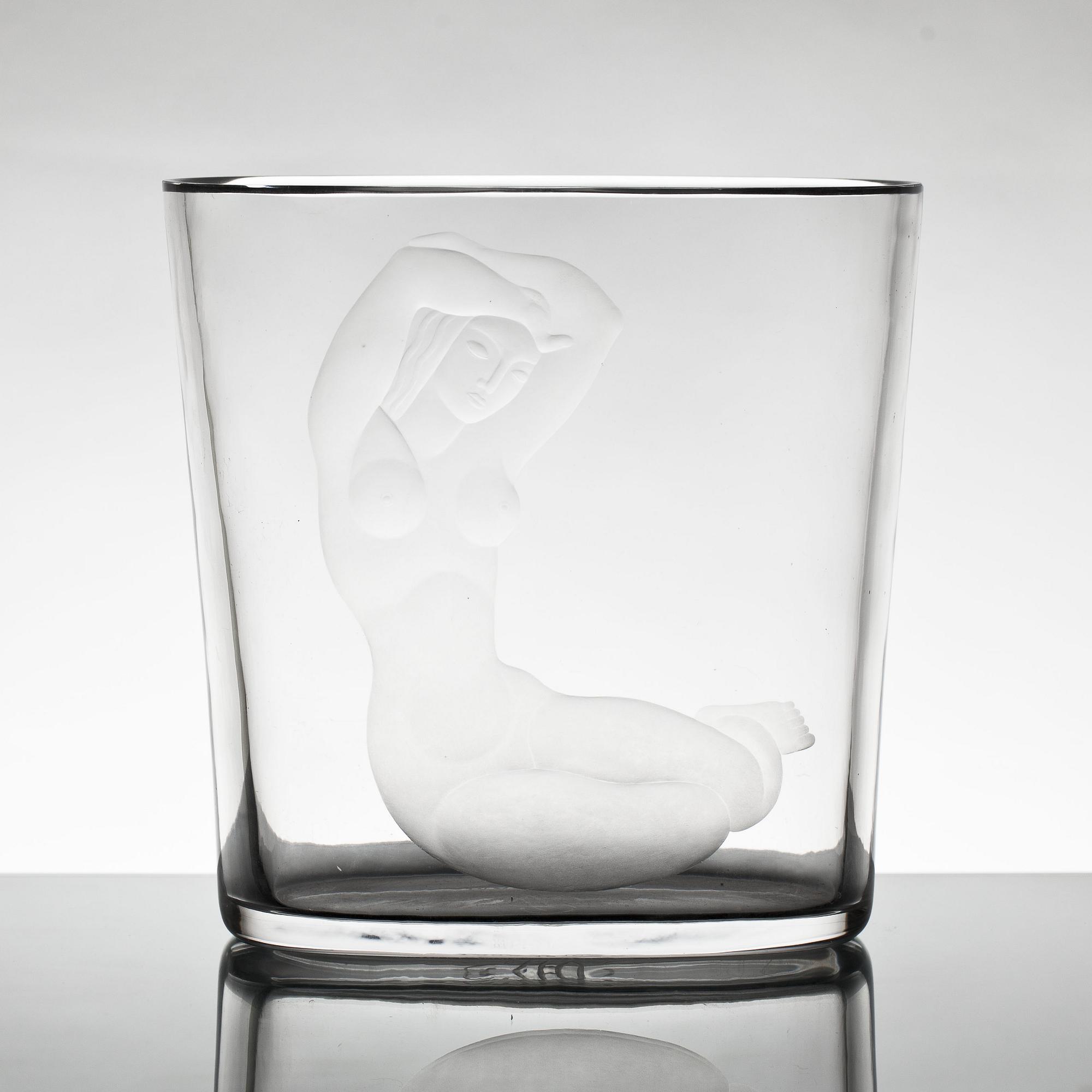 VAS glas, Vicke Lindstrand, Orrefors, sign.