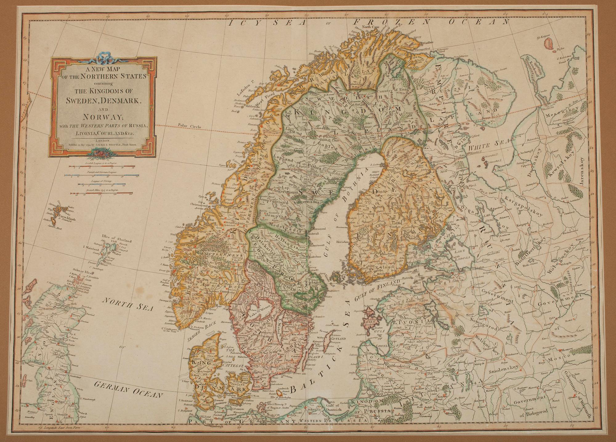 KARTA, A New Map of the Nothern States 1794. London.