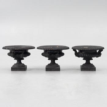 Garden urns, 3 pcs, No. 3, Husqvarna, circa 1900.