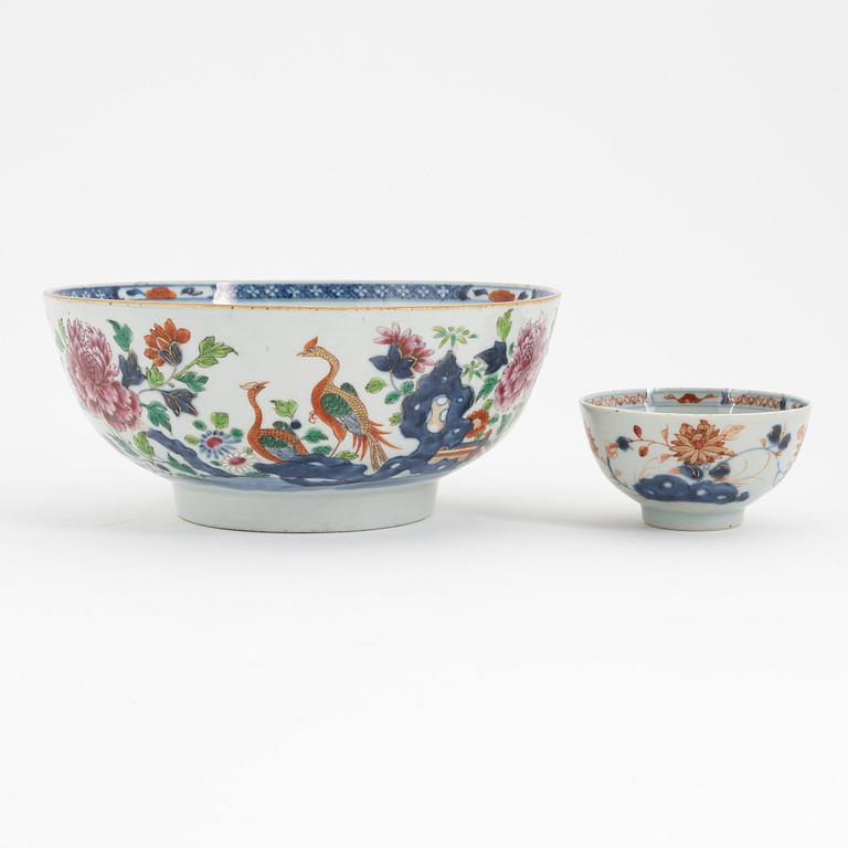 A Chinese Export punch bowl and bowl, Qing dynasty, Qianlong (1736-95).