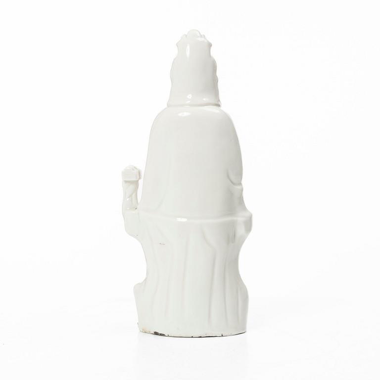 Guanyin, porslin, Blanc de Chine, Kina, sen Qingdynasti.
