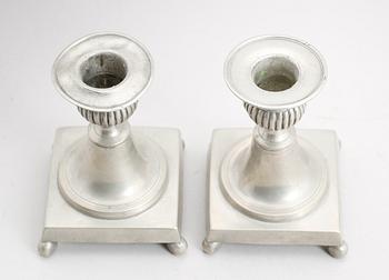 LJUSSTAKAR, 1 par, tenn, IP Fagerström, Kalmar 1844.