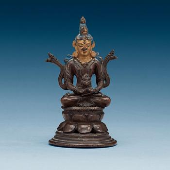 1509. BODHISATTVA, delvis bemålad brons. Tibet, 1800-tal.